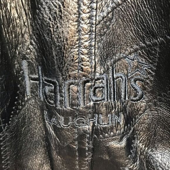 Vintage Harrah’s Casino Laughlin NV Leather Jacket Embroidered Bomber Biker Jack - Picture 3 of 8